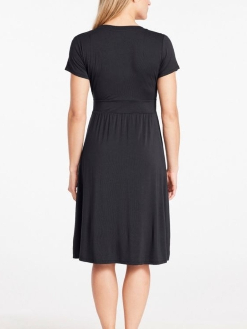 L.L. Bean Black Short-Sleeve Midi Dress